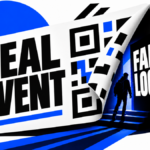 An event ticket peels open into a false login doorway