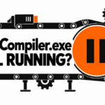 VBCSCompiler.exe still running, with an orange pause control in a compiler conveyor.