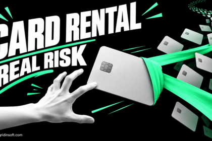 A bank card pulled away from its holder illustrates the risk of lending account access.