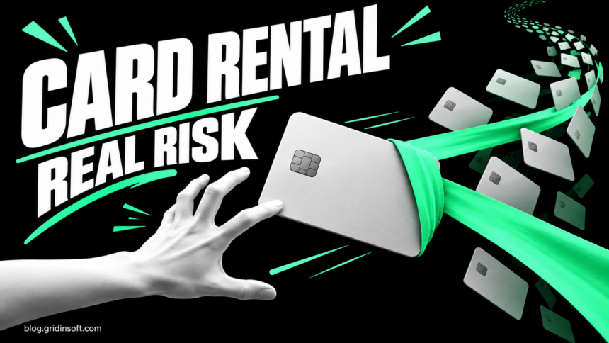 A bank card pulled away from its holder illustrates the risk of lending account access.